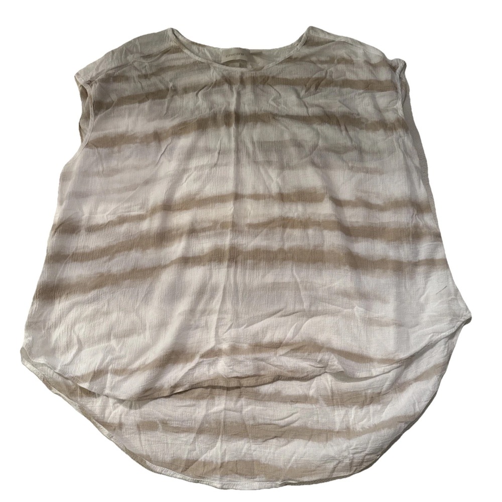 Chico's blouse women's size 3 top sleeveless beige